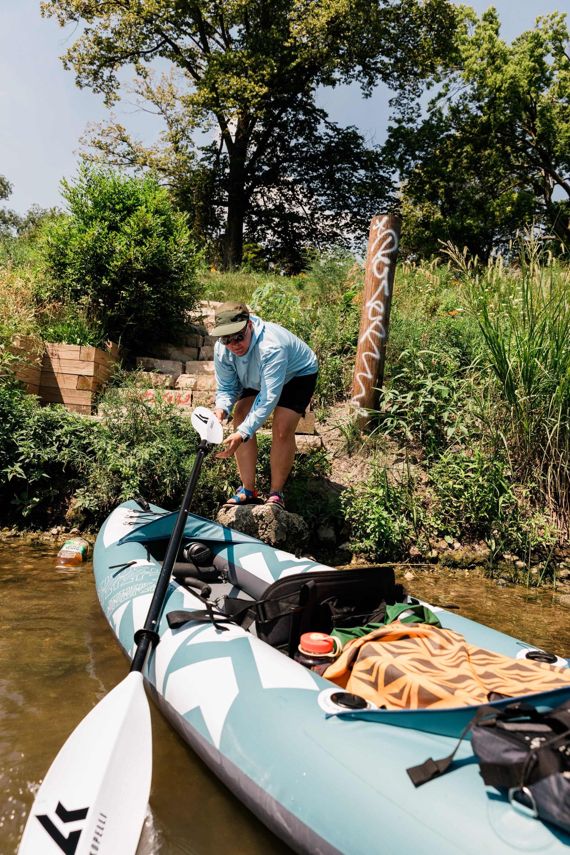 Pre-paddle preparations at the River Park dock